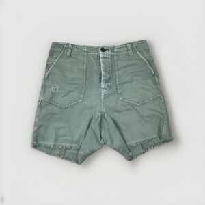 Free People Green Chambray Shorts She's a Legend Shorts Sz 6 Oversized